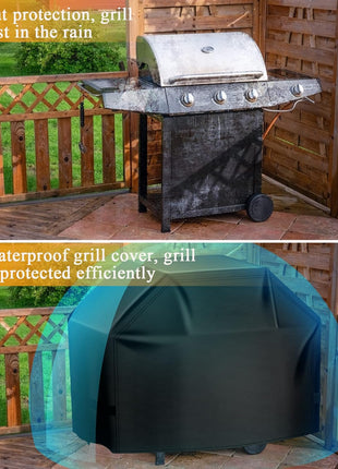 Grill Cover, 58 inch BBQ Gas Grill Cover for Outdoor Grill, Charbroil Grill Cover Barbecue Waterproof, Anti-UV for Weber Char-Broil Monument, Dyna-glo Nexgrill Spun Polyester