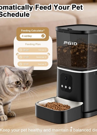 Automatic Cat Feeder with 4K Camera,2.4G Auto Dog Feeder w Night Vision,Pet Feeder w2-Way Audio,Timed Cat Feeders for Dry Food,Dogs Food Dispenser w APP Control 5L