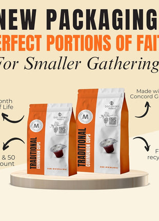 Travel Pack - Pre-Filled Traditional Communion Cup - Bag of 25 with Wafer and 100% Concord Grape Juice