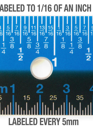 Victor EZ12PBL Plastic Dual Color 12 Inch Easy Read Ruler with Inches, Centimeters and Millimeters Measurements, Blue/Black