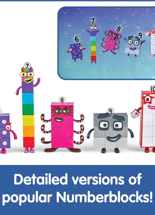hand2mind Numberblocks Friends Six to Ten Figures – Official Licensed Character Action Figure Set, Numbers and Counting Figurines, Pretend Play Toys, for Kids Ages 3, 4, 5, 6, 7