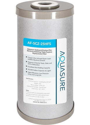 Fortitude V2 Series Sediment/Carbon/Zinc Bacteria Inhibiting Triple Purpose Replacement Filter - Standard (Sediment/Carbon/Zinc, Standard)