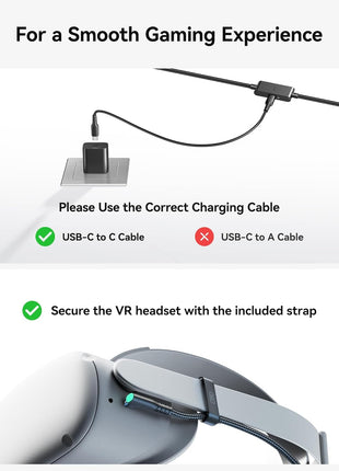 INIU 16ft VR Link Cable with Separate Charging Port, USB 3.0 to USB C Cable | USB 3.0 High Speed & Charging, Compatible for Virtual Reality Headset, Meta Quest 3S, Quest Pro, Pico 4, Steam VR, Gaming PC