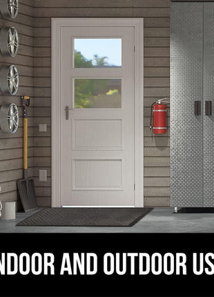 GORILLA GRIP 100% Waterproof All Season WeatherMax Doormat US Designed Natural Rubber, Stain and Fade Resistant, Low Profile Indoor Outdoor Door Mats, Easy Clean Patio Mat, 17x29, Gray Diamond