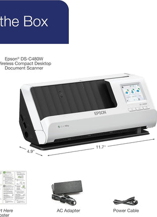 Epson DS-C480W Wireless Duplex Compact Desktop Document Scanner with Auto Doc Feeder (ADF)