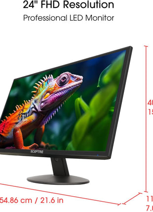 Sceptre 24-inch Prime Monitor Thin 1080p LED Monitor 99% sRGB 2x HDMI VGA Build-in Speakers, Machine Black (E248W-19203R 2025 Series) | Thin 1080p LED 99% sRGB 2x HDMI VGA Build-in Speakers, Machine Black (Series)