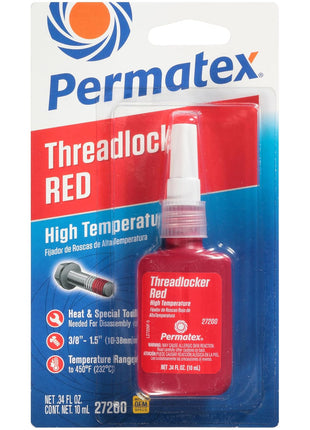 Permatex 27200 Hiigh Temperature Threadlocker Red, 10 ml