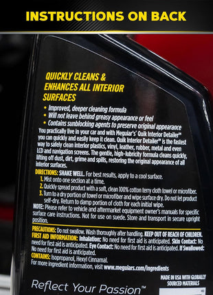 Meguiar's Quik Interior Detailer Cleaner - 24 Oz Spray Bottle