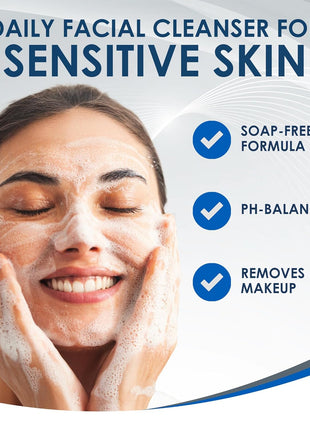 Vanicream Gentle Facial Cleaner with Pump Dispenser, 8 Fl Oz, Formulated without Common Irritants for Sensitive Skin, Removes Makeup, Dirt & Excess Oils, Non-Comedogenic, pH-Balanced Face Wash