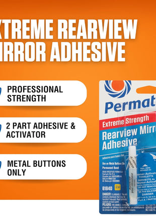 Permatex 81840 Extreme Rearview Mirror Profressional Strength Adhesive Kit, single unit