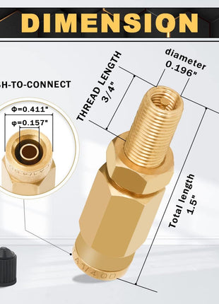 2 Packs 1/4" Air Value Inflation Schrader Valve, Schrader Valve Adapter with Push to Connect Button for 1/4" OD Air Hose Fittings for Semi Trucks Trailers