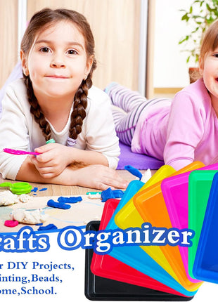 10 Pack Plastic Art Trays: 8 Color Sensory Trays for Kids Crafts & DIY Projects