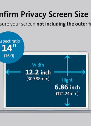 Kensington MagProTM Magnetic Laptop Privacy Screen 14 inch, Removable 16:9 Laptop Privacy Filter, Anti-Glare, Blue Ray Reduction, Dell Latitude 5420, HP Elitebook 840 G6-G8, Lenovo, Asus (K58352WW)