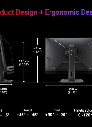 ASUS ROG Strix 24.5" 1080P USB-C HDR Gaming Monitor (XG259CS) - Full HD, 180Hz, 1ms, Fast IPS, Extreme Low Motion Blur Sync, G-SYNC Compatible, Tripod Socket, DisplayWidget, AI Gaming, 3 yr Warranty