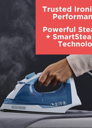 BLACK+DECKER Steam Iron for Clothes with Auto Shutoff & TrueGlide Soleplate