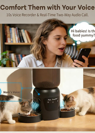 Automatic Cat Feeder with Camera, 5.2L Smart Food Dispenser for Cat & Dog | 1080P HD Video with Night Vision, 2.4G/5G WiFi Pet Feeder, 2-Way Audio & Meal Call Pet Food Dispenser, Motion Capturing