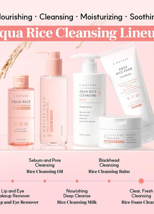 S.NATURE AQUA RICE FOAM CLEANSER | Facial Cleanser, Rice Extract Rice Powder Cleanser with Mild Cleansing, Glycerin,Vegan, Face Wash, Korean Skincareᅵ 160ml 5.4 Fl Oz