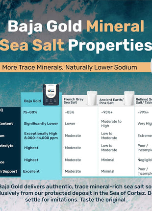 Baja Gold Signature Mineral Sea Salt - Recommended by Gary Brecka - Authentic Fine Grind Salt for Cooking & Baking | Natural Baja Salt for Culinary Uses | Great for Finishing Dishes | 1 lb. Resealable Bag, 300+ Servings
