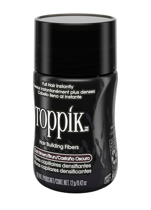 Toppik Hair Building Fibers, Dark Brown, 12g Fill In Fine or Thinning Hair, Instantly Thicker, Fuller Looking, 9 Shades for Men & Women, Keratin Protein Formula