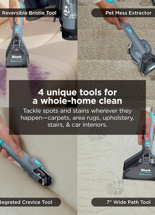 Shark StainStriker Portable Carpet/Upholstery Cleaner, 4 Tools, PX202 | For Carpet, Upholstery & Area Rugs, Stain & Odor Remover, Full Size Solutions, 3.5" Stain, 7" Stain, Crevice & Pet Mess Tools