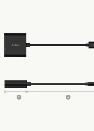 Belkin USB C to HDMI Adapter + USBC Charging Port to Charge While You Display, Supports 4K UHD Video, Passthrough Power up to 60W for Connected Devices, Compatible with MacBook, iPad, Windows
