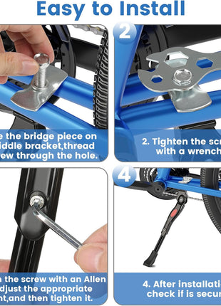 VECKUSON Kickstand for Kids Bike, Bicycle Kickstands Center Mount for 16 18 20 22 Inch Bicycles Adjustable Aluminum Alloy Kickstands for 16-18-20inch 18-20-22inch Mountain Bike