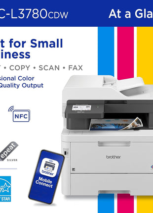 Brother MFC-L3780CDW Wireless Digital Color All-in-One Printer with Laser Quality Output, Single Pass Duplex Copy & Scan | Includes 2 Month Refresh Subscription Trial, Works with Alexa