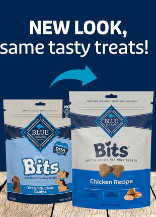 Blue Buffalo Bits Soft Dog Treats for Training, Made with Natural Ingredients & Enhanced with DHA, Chicken Recipe, 19-oz Bag (Pack of 4)