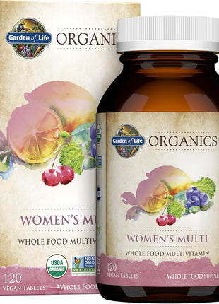 Garden of Life Organics Women's Multivitamin, USDA Organic, 120 Tablets | Vitamin C, D3, Folate, B12, Biotin & Iron, Energy, Heart Health & Radiant Skin, Non-GMO, Vegan