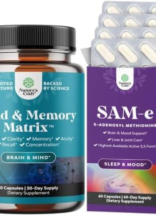 Brain Supplements for Memory, Mind & Memory Matrix and SAM e Supplement