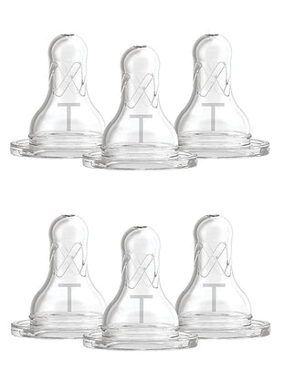 Dr. Brown's Natural Flow Level T Narrow Baby Bottle Nipple, Newborn Slow Flow, 0m+, 100% Silicone, 6-Pack