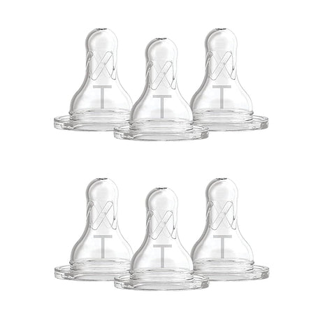 Dr. Brown's Natural Flow Level T Narrow Baby Bottle Nipple, Newborn Slow Flow, 0m+, 100% Silicone, 6-Pack