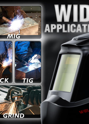 YESWELDER Auto Darkening Welding Helmet, Blue Light Blocking, 1/1/1/1 True Color Solar Powered Welding Hood with 2 Arc Sensors, Wide Shade 3.5/9-13 Welder Mask for TIG MIG ARC and Grind