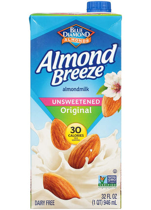 Almond Breeze Dairy Free Almondmilk Unsweetened Original 32 Oz Boxes, 6 Count
