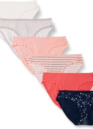 Amazon Essentials Women's Breathable Cotton Bikini Brief Underwear with Full Coverage, Multipacks