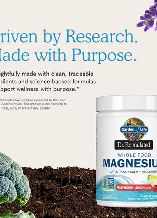 Garden of Life Dr. Formulated Magnesium Powder, Raspberry Lemon, 85 Doses