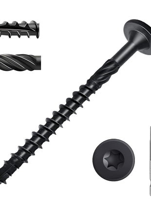 SahncaiTechTrade 3 Inch Deck Screws 50Pcs, Heavy-Duty Structural Wood Screws, Rust Resistant Timber Screws for Timber/Log/Landscaping Wood, T30 Star Bit (#14 x 3)