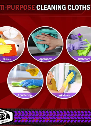 AIDEA Microfiber Cleaning Cloth, 50PK, Microfiber Towels for Cars, Premium Wash Cloths, Dusting Cloth Cleaning Rags, Absorbent Towels for SUVs, House, Kitchen, Window, Cleaning Supplies12×12 inch