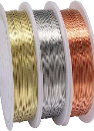 3 Rolls Jewelry Beading Wires, 0.2mm/ 32 Gauge Tarnish Resistant Copper Wires for Jewelry Making Supplies and Craft