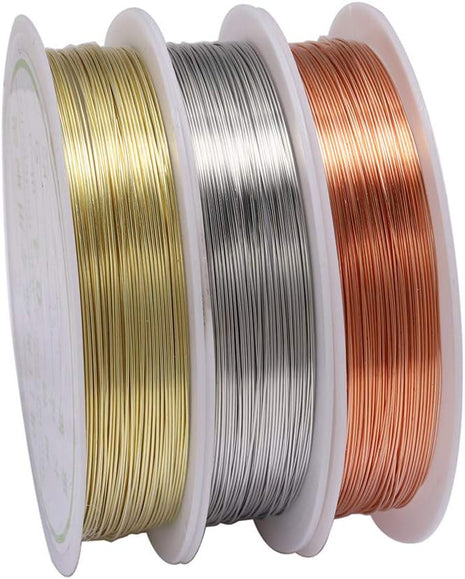 3 Rolls Jewelry Beading Wires, 0.2mm/ 32 Gauge Tarnish Resistant Copper Wires for Jewelry Making Supplies and Craft