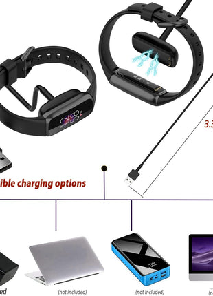Fitbit Charge 6 Fitness Tracker Watch (Black) Bundle with 2 Watch Bands, 3.3foot Charge Cable, Wall Adapter, Screen Shields & Cloth Compatible with Fitbit