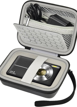 Comecase Digital Camera Case for Kodak PIXPRO FZ55/FZ45, Black | Hard EVA Shell,Pre-Cut Foam, Accessories Mesh Pocket, Wrist Strap, Compact for Travel, School and Daily Storage. Case only