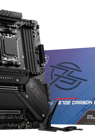 MSI MPG X670E Carbon WiFi Gaming Motherboard (AMD Ryzen 9000/8000/7000 Series Processors, AM5, DDR5, PCIe 5.0, SATA 6Gb/s, M.2, USB 3.2 Gen 2, Wi-Fi 6E, Bluetooth 5.3, LAN 2.5Gbps, HDMI/DP, ATX)