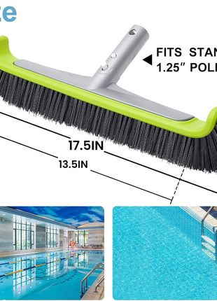 Sepetrel 17.5 inch Pool Brush Head for Cleaning Walls,Heavy Duty Inground/Above Ground Swimming Pool Scrub Brushes with Premium Strong Bristle & Reinforced Aluminium Back