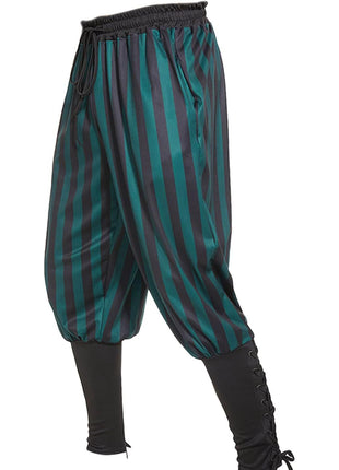 Men's Ankle Banded Pants Medieval Viking Navigator Pirate Costume Trousers Renaissance Gothic Pants, Black, Large