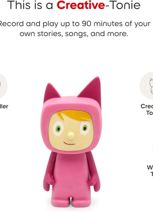 Tonies Creative Audio Character - Record and Upload up to 90 Minutes of Your Own Stories and Songs - Pink/Light