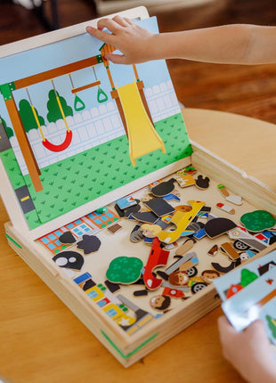 Melissa & Doug Wooden Magnetic Matching Picture Game with 119 Magnets and Scene Cards Magnetic Book Scenes for Kids Ages 3+