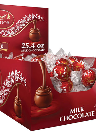 Lindt LINDOR Milk Chocolate Truffles, 60 Count Box, 25.4 Ounce