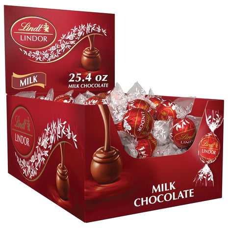 Lindt LINDOR Milk Chocolate Truffles, 60 Count Box, 25.4 Ounce