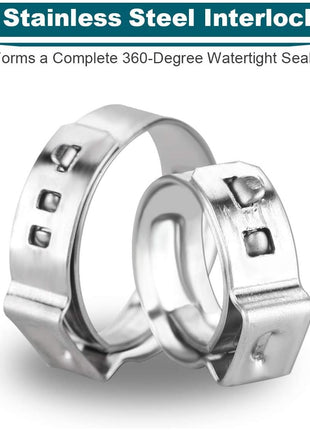 LOKMAN 50 Pack 1/2 Inch PEX Cinch Clamps, Stainless Steel Rings Pinch Clamps for PEX Tubing Pipe Fitting Connections (1/2 Inch)